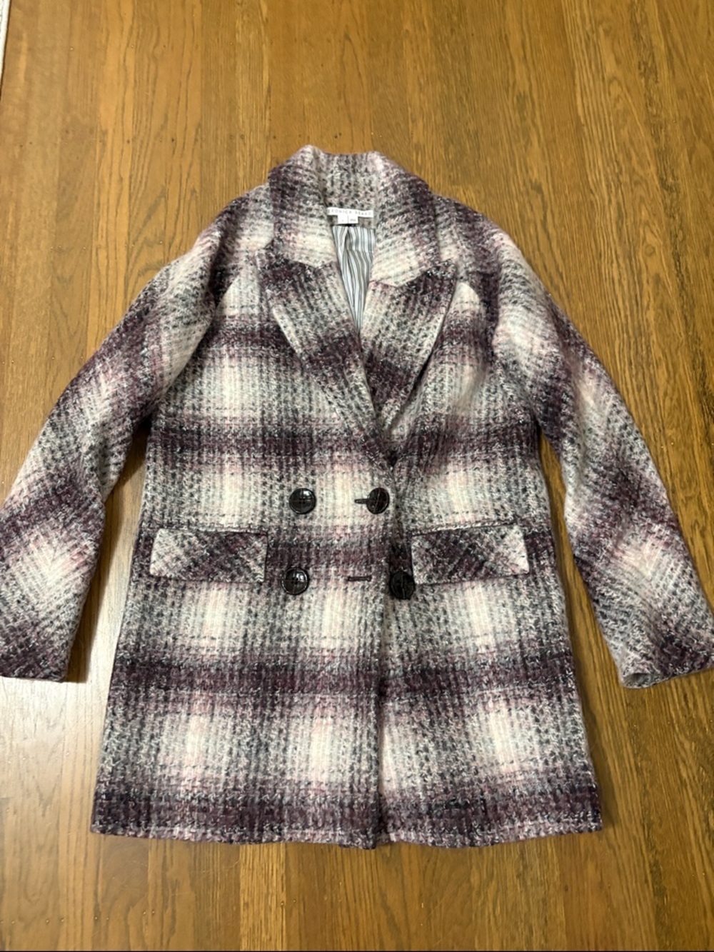 Veronica beard Deena Plaid Double-Breasted Dickey Coat size small